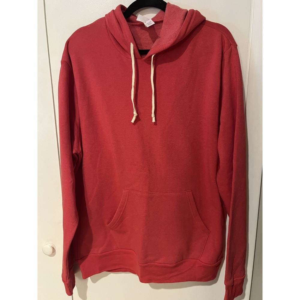 Alternative Apparel Mens Red Pullover Hoodie Sweatshirt XL Fleece New‎